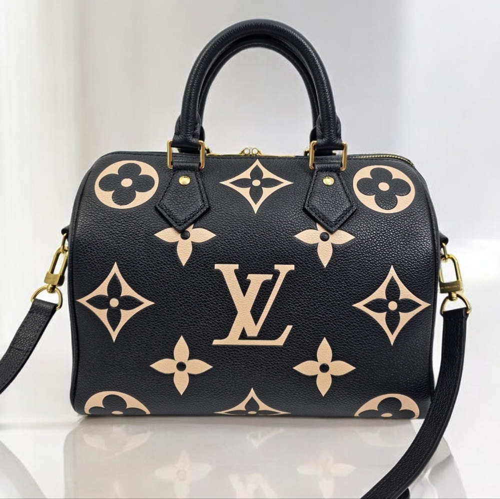 Louis Vuitton Speedy Bandouliere 25 Bicolor Empreinte Black Crossbody Bag - Picture 7 of 17